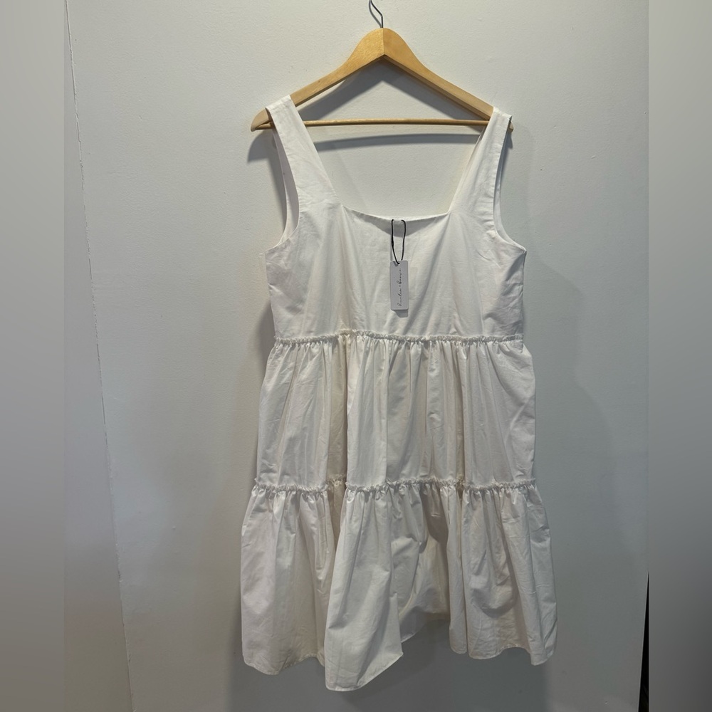 White 100% Cotton Sleeveless Midi Dress